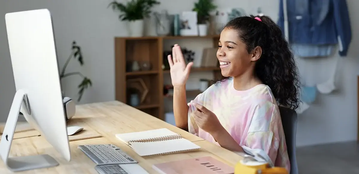 Student attending to an online class